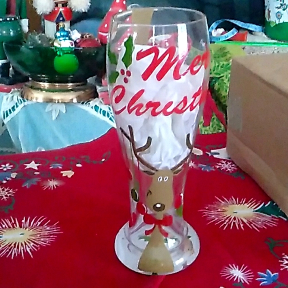 🎅🏼 Vintage REINDEER Glasses (4) Christmas Holiday Beer Bar NIB